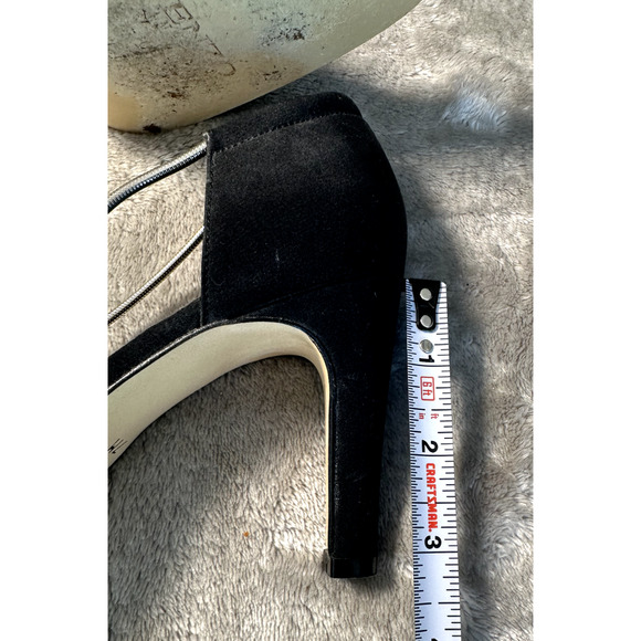 Enzo Angiolini Vintage Black Silver Chain Accent Block Heels Size 7 Y2K Office - Picture 6 of 8